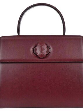 Cartier Bordeaux Leather Handbag EQDG 167778